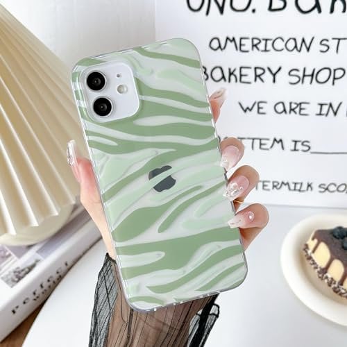 DEFBSC Compatible with iPhone 12 Case iPhone 12 Pro Case, Line Art Design Aesthetic Phone Case Slim Fit Soft TPU Shockproof Bumper Protective Case for iPhone 12 / iPhone 12 Pro - Green