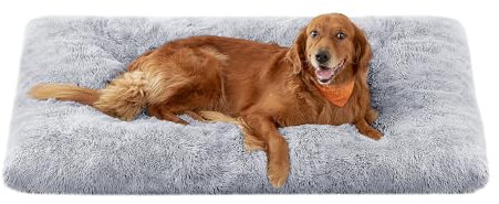 Feandrea Hundebett, Hundekissen, Flauschige Hundematte, Langer Plüsch, 140 x 100 cm, weiche Polsterung, waschbar, multifunktional, Ombré-Grau PGW205G01