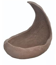 Bonsaischale Keramik unglasiert Mondschale Medium 25,0cm x 20,0cm x 25,0cm mit Drainage und Manufakturstempel - Felsbraun