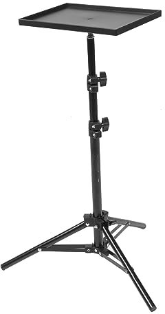 DEARMAMY Supporto per proiettore da 114 cm Supporto per treppiede per laptop regolabile Supporto da pavimento per laptop treppiede con vassoio Altezza regolabile DJ Racks Stand per ufficio Home Stage