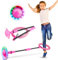 EKKONG Swing Wheel Springring Fußkreisel Kinder Springball Blinkender Skip Jumping Ball for Kids Faltbarer Knöchelsprungball Gymnastik & Geschicklichkeit Spiele (Rosa)
