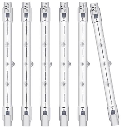 BROTOU Dimmable R7s Halogen Bulb 118mm, 230V 4480LM 2800K Warm White J-Type Linear Light Bulb for Floodlight, Security Light, Landscape Light and Work Light (118mm-400W-6 Pack)