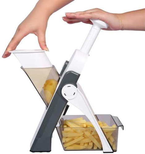 Kitchen Adjustable Safe Chopping Artifact, Vegetable Chopper Mandoline Slicer Dicer, 5 in 1 Mandoline Slicer Adjustable Vegetable Cutter, Vegetable Slicer Food Chopper for Potatoes Carrot (Gray)