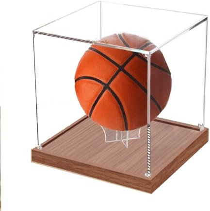 Acryl-Vitrine,Basketbälle vitrineFußball vitrine,Staubdichte Vitrine for Signierte,Thekenbox für Pop-Figuren,Spielzeug,Sport-Souvenirs,Automodelle,Sammlerstücke,Vitrine für Volleyball(3mm black base,2