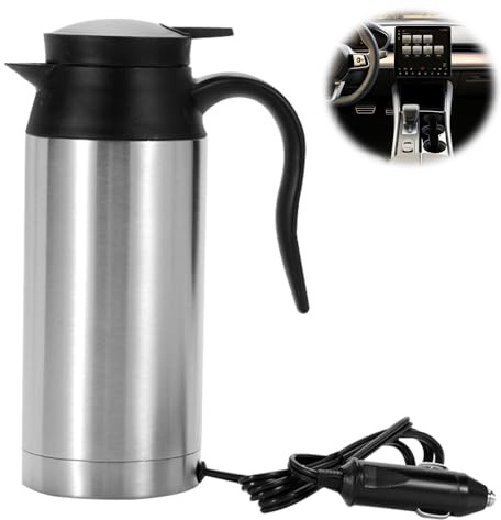 Auto Wasserkocher, 750ml Auto-Heizbecher, 12/24v Reisewasserkocher, Wasserkocher für Auto, Electric kettle, Elektrischer Teekocher mit Zigarettenanzünder, für Heißwasser Kaffee Tee Lkw KFZ Camping