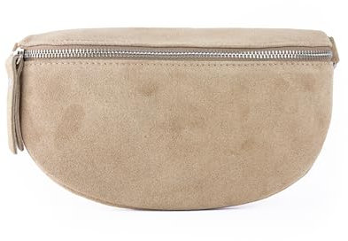 lePelou Bauchtasche aus Veloursleder, Wildleder Bauchtasche, Festival Tasche, Cross Body Tasche, Gürteltasche, Geschenk (Beige, L)