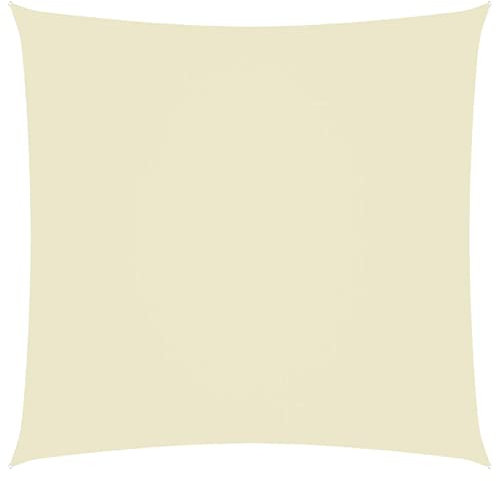 Rantry Toldo de Vela Cuadrado de Tela Oxford Color Crema 6x6 m Toldo Vela de Sombra Impermeable a Prueba de Viento protección UV para Patio,Jardín, Exteriores, Terraza