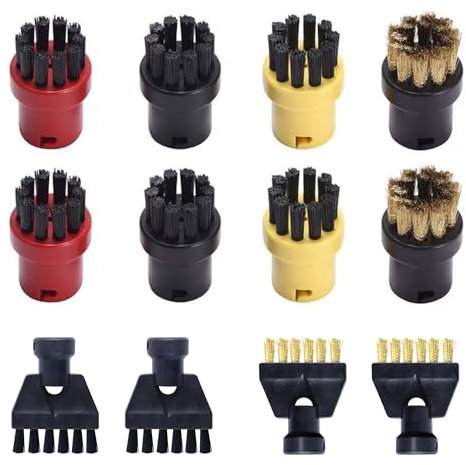 Lot de 12 Accessoires pour Nettoyeur Vapeur Karcher Easyfix SC1 SC2 SC3 SC4 SC5 Kit, Comprenant Brosses Accessoire Nettoyeur Vapeur, Brosse Pièces de Rechange