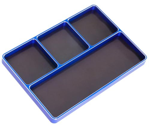 XUJIAN 1/10 1/8 RC-Modellauto, Metall, CNC, Vier Gitter, Einfache Aufbewahrungsbox für Schrauben, Metallmutter, Schraubenablage, Teile, Blau