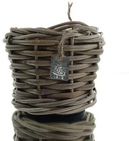 Van der Leeden DRYPOT® Rattan Pflanzgefäß Grau ca. Ø 17 cm - Sylter Körbe