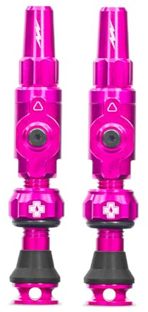 Muc-Off Big Bore Lite Tubeless Valves, Pink, 45mm | Coreless High-Flow Presta Valve System, CNC Aluminium, Max Airflow and Fast Inflation