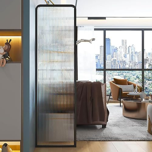 BESTXH Moderner Raumteiler, Metall-Glas-Trennwand Raumteiler, Faltbarer Sichtschutz, Raumteiler-Bildschirme, Dekorativ Freistehender Raumteiler, FüR Raumtrennung,1 Panel
