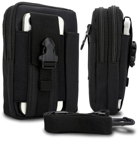 Cadorabo Taktische Handytasche in Uni SCHWARZ -Molle-EDC-Tasche kompatibel mit Blackview BV 6200 Pro mit Schultergurt -Handyhalter, Militär Gürteltasche, Hüfttasche