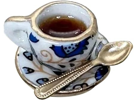 Hinge Head Home Decoration, Hinge Head, Vintage Teacup and Teaspoon Door Topper | Cup Art Hinged Head Miniature Door Hinge Pin Topper for Door, Cabinet