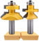 HOHXEN 2 Pcs 1/2 Inch Shank Tongue and Groove Router Bit Set, V Groove & Matched Tongue Router Bit with Edge Banding for Flooring, MDF, Solid Wood, Particle Board, Plywood
