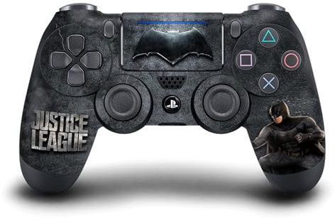 Head Case Designs Licenza Ufficiale Justice League Movie Batman Logo E Personaggio Art Vinile Sticker Gaming Pelle Adesivo Compatibile con Sony Playstation 4 PS4 DualShock 4 Controller