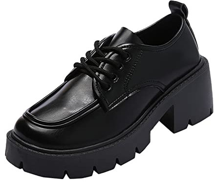 Stivaletti Gomma Donna Scarpe Donna Basse Stivali Donne per Tempo Libero in Pelle Artificiale Autunno Suola Spessa con Tacco Stivaletti con Lacci Stivali Termici Stivali Campagna 38 Donna (Black, 39)