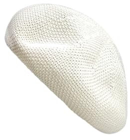 HIQIU Baskenmütze Sommer Damen Dünne Atmungsaktiv Barett - Leichte Damen Baskenmütze Künstler Maler Beret Hut Legere Beanie-Mütze (DE/NL/SE/PL, Alphanumerisch, Einheitsgröße, M, Weiß)