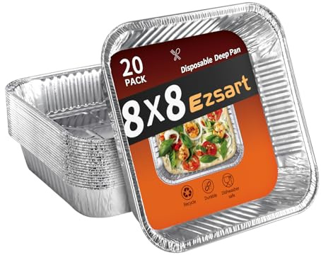 Ezsart 20 Pack 8x8 Aluminum Pans, Disposable Foil Baking Pans