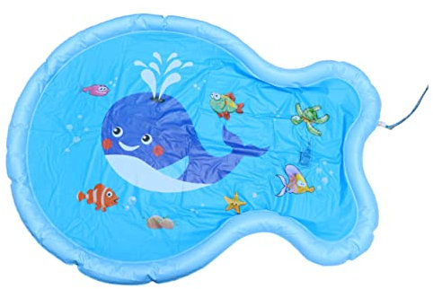 JOINPAYA 1pieza Alfombra De Rociado Inflable para Diseño De Ballena para Jardín Playa y Piscina Juguete Acuático para Interacción Familiar Exteriores Azul
