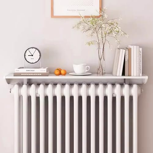 Tablette de Radiateur Anti-Poussière et Anti-Fumée, Étagère de Radiateur AméLiorée en Alliage D'Aluminium Cache Radiateur Blanc, sans Percer avec Support,W 15cm/6in; l 25cm/9.7in
