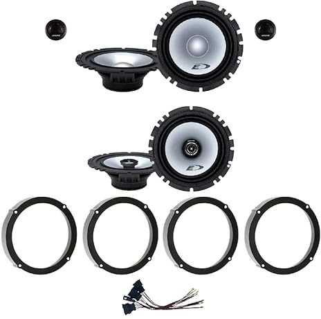 Kit de 6 altavoces Alpine SXE-1750S + SXE-1725S para Seat Arosa, Ibiza de 2002 a 2008, de 165 mm, con 2 soportes delanteros, 2 traseros y 4 conectores