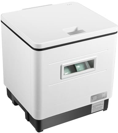 Pinuox Mini lave-vaisselle en acier inoxydable 800 W 220 V pour petites cuisines, blanc