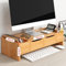 Monitorständer aus Holz mit Schublade, 2-stöckig, Desktop-Nizer für Computer, Flachbildfernseher, braunes Schrank-Design, platzsparender Schreibtischständer