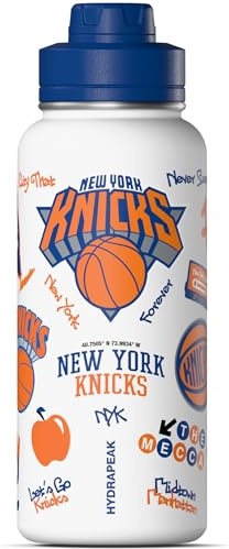 Hydrapeak Offiziell lizenzierte NBA New York Knicks isolierte Wasserflasche, New York City-Feier, Deckel und Griff | Garteninspirierte Sport-Trinkflasche für den Tag