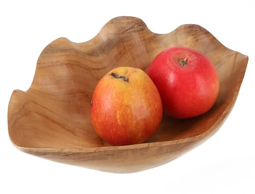 GURU SHOP Holzschale Muschel, Geschnitzte Obstschale, Holzteller - Muschel 22 cm, Braun, Schalen, Schüsseln