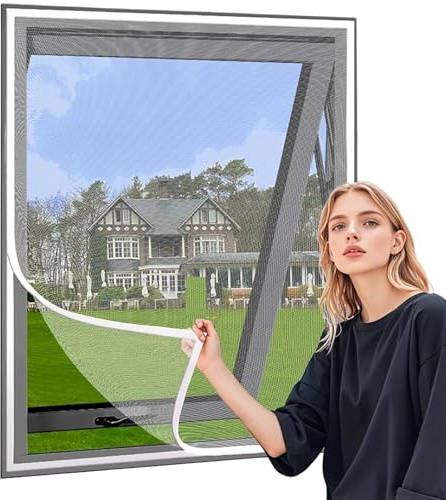Moustiquaire pour Fenêtre,90x110cm Porte Rideau de Porte Moustiquaire,Rideaux Anti Mouche