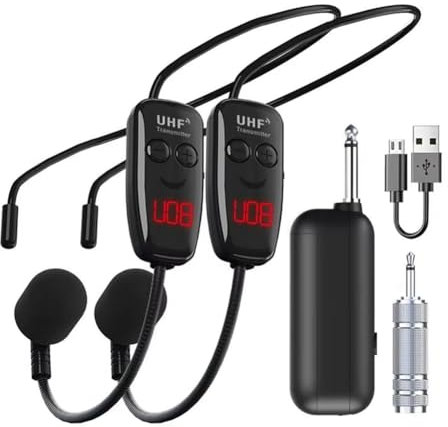 XUJIAN Microphone Headset -Wear Wireless UHF Rechargeable pour Amplification Vocale en Conférence et Enseignement