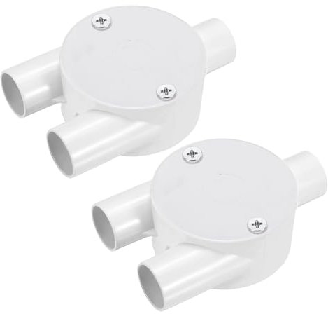 sourcing map 2Pcs PVC Conduit Box Junction Box Y-shaped 3 Way 20mm with Cover, M4 Screws for Home Hose Electrical Conduit Electronic Projects