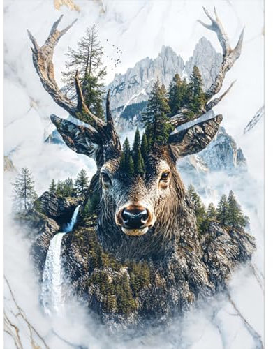 RICUVED Diamond Painting,5D Hirsch Diamant Painting Bilder Erwachsene Tiere Diamond Painting Kinder, Full Drill Diamond Art Diamant Malerei Bilder für Home Dekor 30x40cm