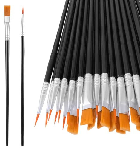 BOHUIZ 30 Pcs Small Paint Brushes Set, Small Flat and Round Pointed Paint Brushes Set Nylon Hair Detail Painting Brushes for Acrylic Oil Watercolor Rock Painting Drawing Body Face Nail Art Supplies