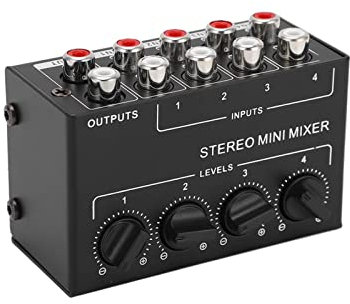 Stereo -Mixer -Audio -Mixer 4 -Kanal Passive Mixer mit 4 Eingängen 1 Ausgabe für CD -Player -Computer Telefon Tablet