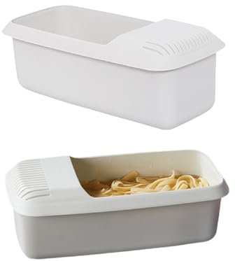 Besreey 2 Pieces Microwave Pasta Cooker with Strainer, 29 * 14 * 11cm Microwave Pasta Cooker Box, Pastas Micro-Wave Cookers, Food Container, Vegetable Cookers Steamer, Heat Resistant,