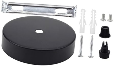 Kisangel Deckenbaldachin Rund Ø Schwarz DIY Lichtabdeckung Montageplatte aus Eisen für Innenbeleuchtung Kronleuchter Zubehör