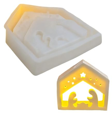 Silikonformen Gießformen Weihnachten Krippe, Silikon GießformKrippe, KrippenfigurenGießform, Mini KrippeGiessformen Silikon für Weihnachten DIY Handwerk, Kerzen, Gips