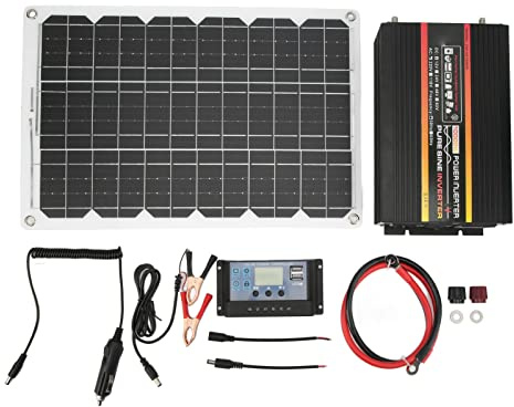 Gavigain Kit combiné d'onduleur Solaire avec onduleur à Onde sinusoïdale Pure 18W 18V, Panneau Solaire 30A 12V 24V, Kit de contrôleur Solaire