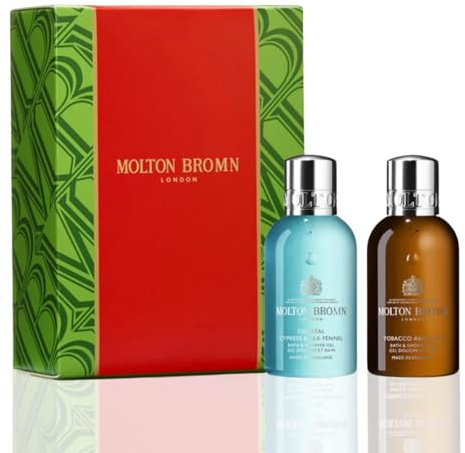 Bath & Shower Gel Duo Gift Set – Coastal Cypress & Sea Fennel + Tobacco Fragrance (2 x 100 ml) – Travel Size Body Wash Set