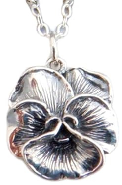 Gems_Hub 925 sterling silver pansy flower necklace small floral pendant bloom blossom petite dainty delicate charm botanical nature jewelry gift | with 18 inch chain |silver plated |PEND_FIZA_2517