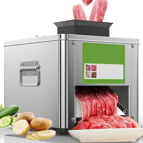Affettatrice Elettrica Da Casa 850W - Perfetta Anche Per Uso Commerciale, 310 Giri/min, Lama Inox, Capacità 150kg/h, Taglia Carne E Verdure A Fette O Cubetti(7mm)