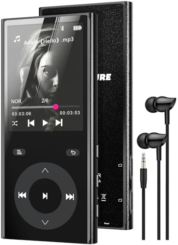 MP3 Player Bluetooth, Kein Speicherpl Musik Player 2 TF-Kartensteckplätzen | 2,4 Farbbildschirm, Touch-Tasten, MP3 Player Kinder mit Lautsprecher, HiFi-Sound (TF-Karte nicht enthalten)
