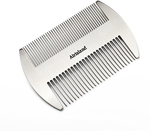 Airisland Dual Action Stainless Steel EDC Credit Card Size Comb Wallet Comb Pocket Comb Anti-Static Hair Comb Beard Mustache Comb for Man