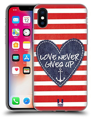 Head Case Designs Koralle Streifen Herzen Flecken Soft Gel Handyhülle Hülle kompatibel mit Apple iPhone X/iPhone XS
