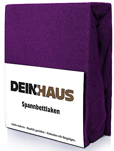 DH DEIN.HAUS Frottee Weiches Spannbetttuch 160 x 200 cm – Baumwolle, mit Gummizug, pflegeleicht, Bettlaken – Farbe: Pflaume