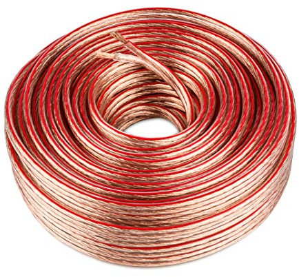 O&W Security 25 Meter 2x4mm Lautsprecherkabel High End Boxenkabel für HiFi Audio CCA Kupferkabel transparent