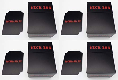 docsmagic.de 4 x Deck Box Black + Card Divider - Porta Mazzo Nero - PKM - YGO - MTG