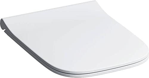 Geberit Smyle Smyle Slim Siège WC avec Couvercle, Sandwich, antibactérien, charnières QuickRelease, Blanc, avec mécanisme de Fermeture Souple - 500.688.01.1